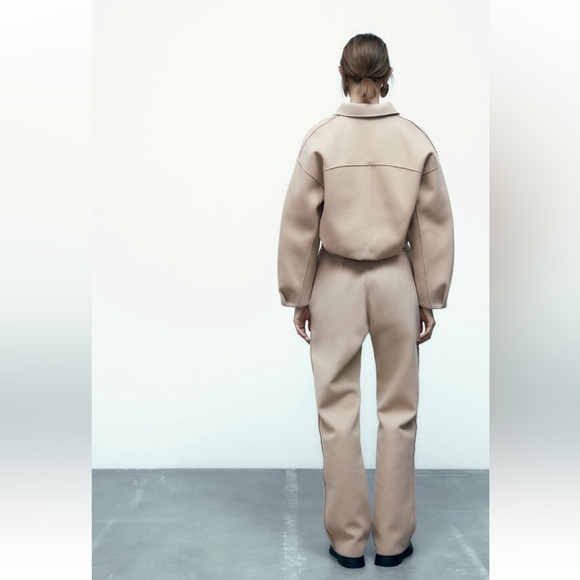 Zara NWT pleated zip bomber and straight leg pants with pockets. SOLD AS A SET - Picture 7 of 9